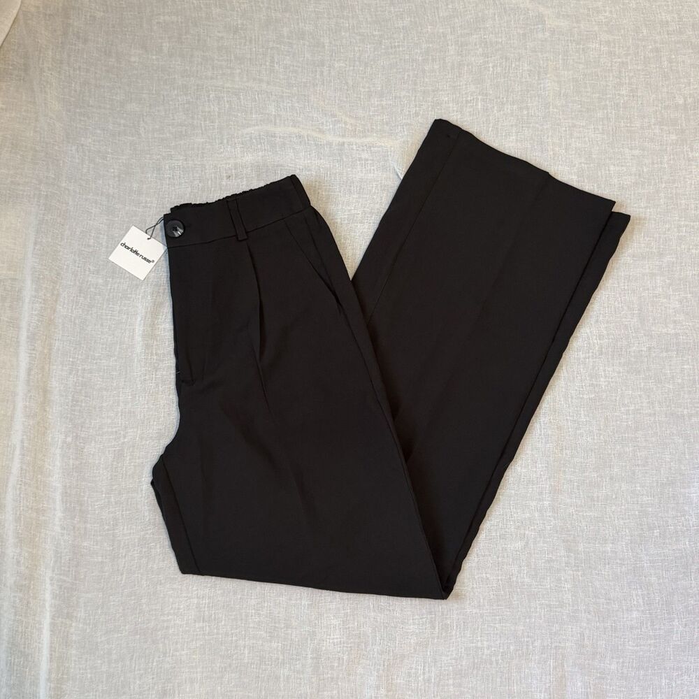 Black Wide Leg Trouser Pants High Rise Charlotte Russe Small NWT